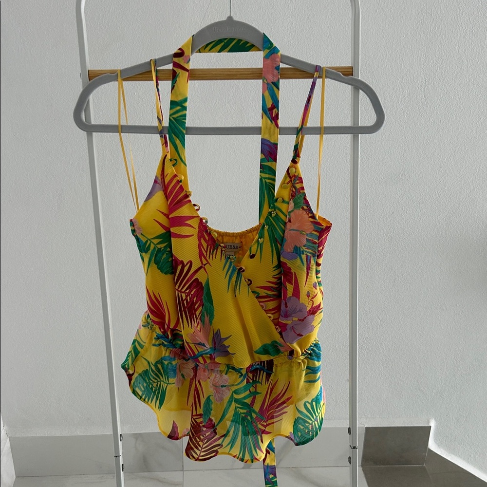 Guess Yellow Floral Camisole Top